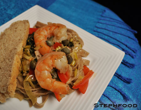 Red Fife Pasta with Shrimp and Wine Sauce