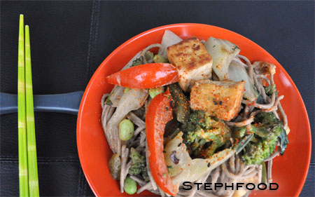 Soba Noodle, Tofu, and Vegetable Stir-Fry